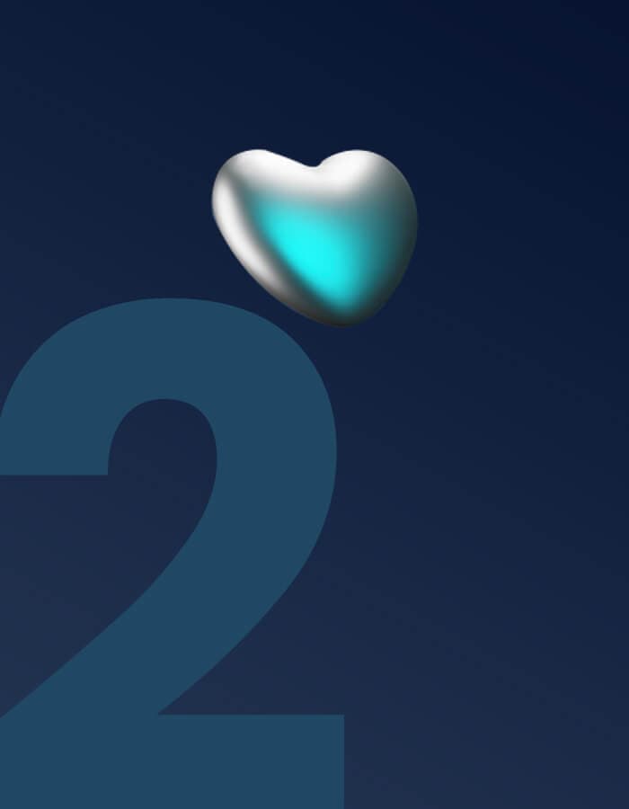 Heart with number 2 representing passion for gaming