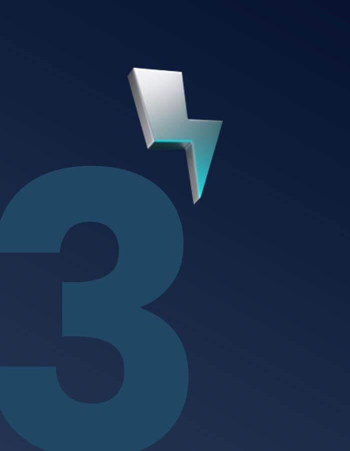 Lightning bolt with number 3 representing power and challenge