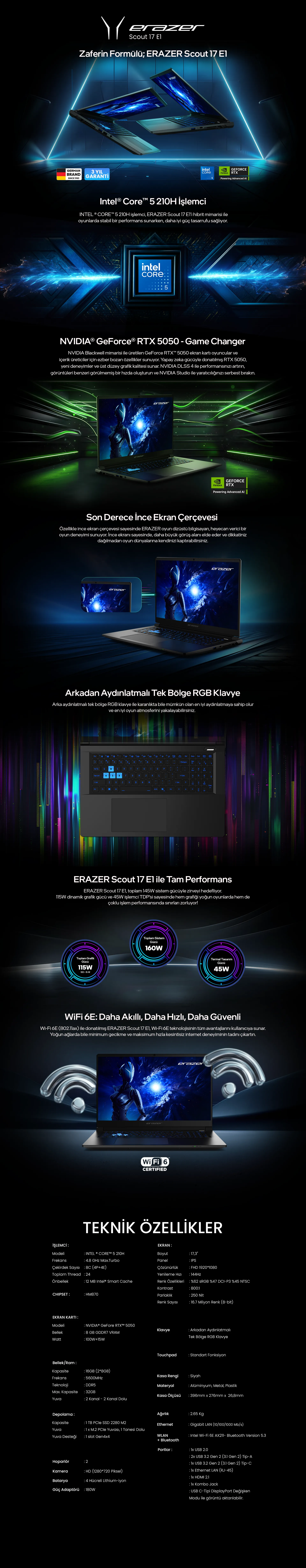 ERAZER Scout 17 E1 Intel® Core Ultra 5 RTX™ 5050