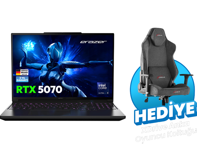 ERAZER Major 16 X1 MD62735 Intel Ultra 9 275HX 32GB RAM 2TB SSD RTX5070Ti 16 300Hz QHD+ W11H Oyuncu Laptop