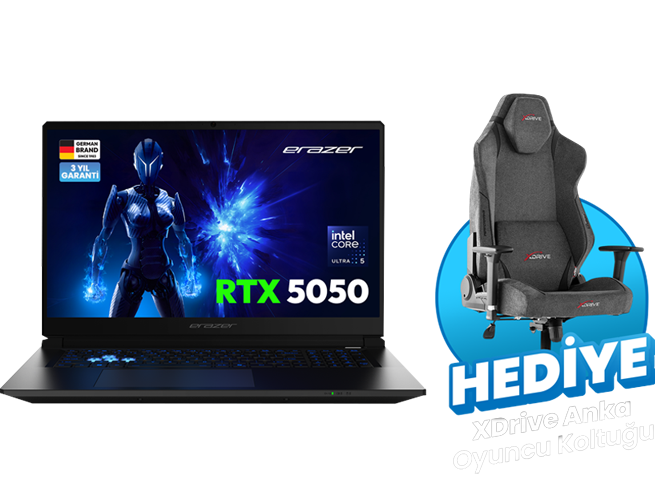 ERAZER Scout 17 E1 MD600006 Intel Ultra 5 210H 16GB RAM 1TB SSD RTX5050 17 FHD FreeDOS Oyuncu Laptop